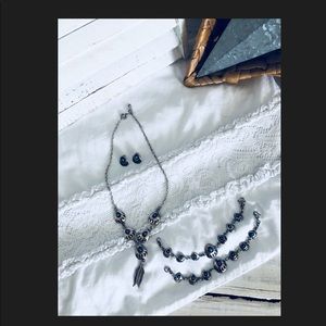 Navajo Bear Foot Silver Jewelry Set